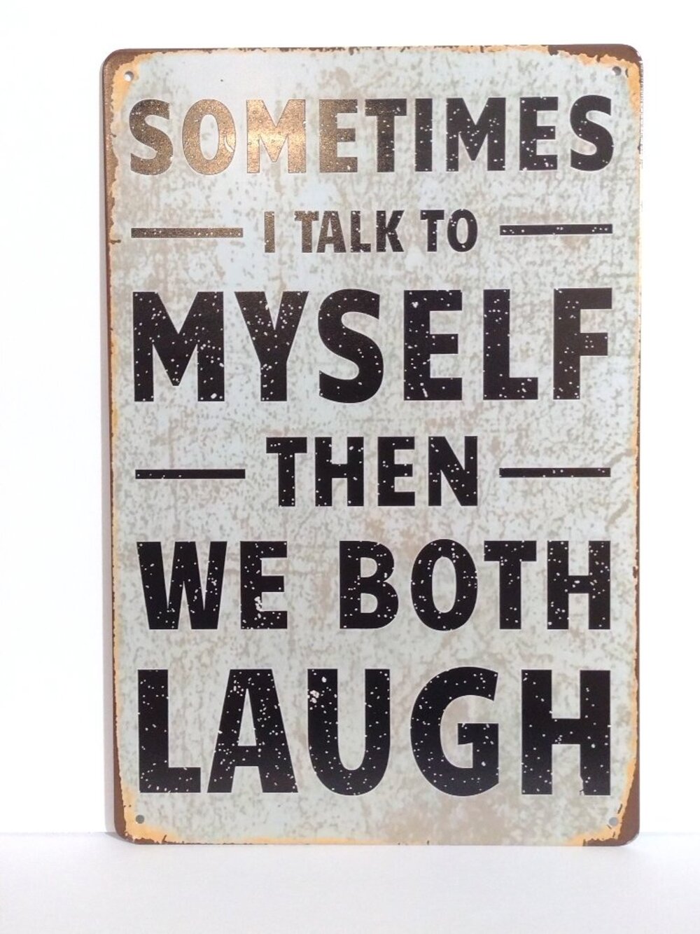 Metal Sign Sometimes I Talk to Myself Then We Both Just Laugh Gag Gift Lite Side